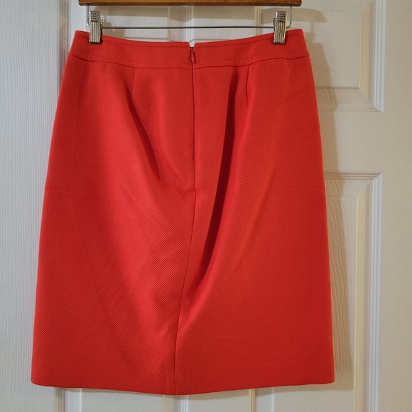 Talbots | Orange A-Line Pencil Skirt w/ Gold Button Accents, Size 2 - Picture 3 of 7